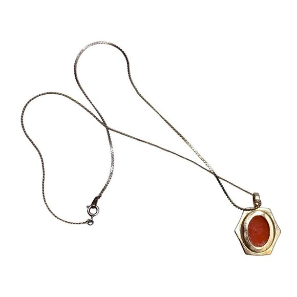 Vintage Necklace Pendant Faux Cameo Silver Tone S Chain Lady Profile Victorian - Picture 2 of 10